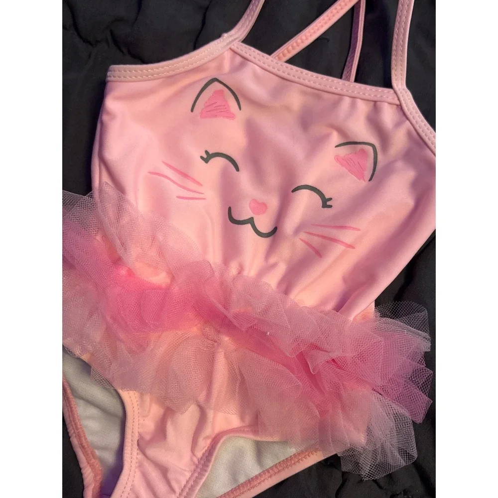 Healthtex Cat Tutu One Piece Swimsuit Mineral Pink Size 6-9M
